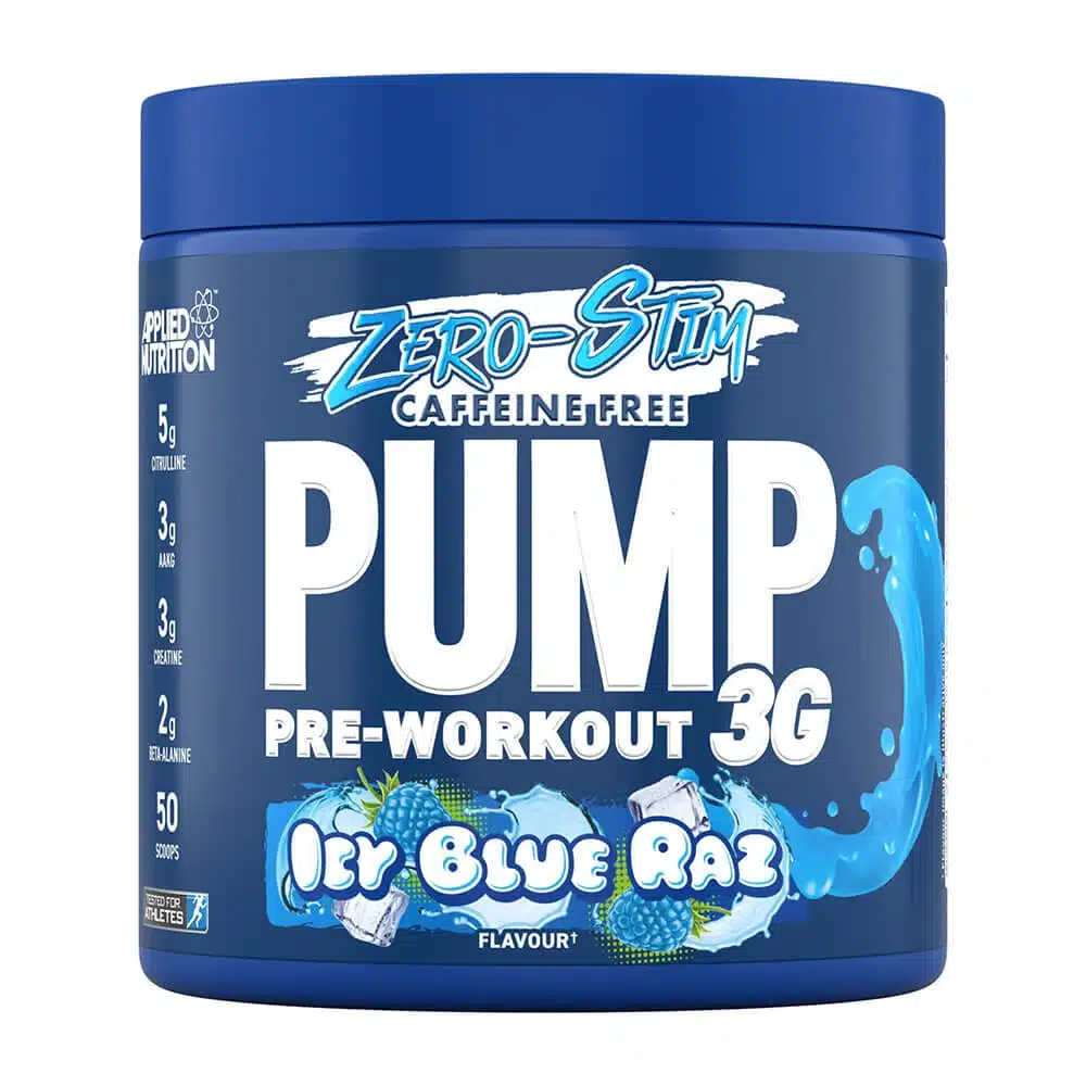 Applied Nutrition Zero-Stim Caffeine Pump 3G Pre-Workout Icy Blue Raz 375g