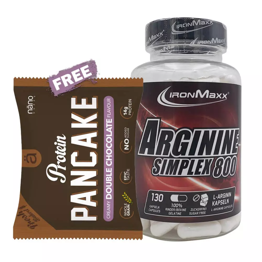 IronMaxx Arginine 130 Capsules (Free Nano Pancake)